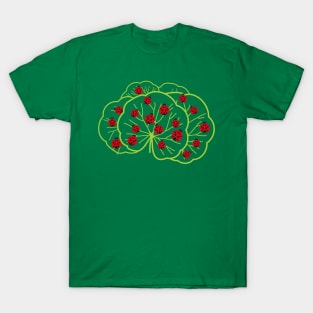 Ladybugs on Leaves Good Luck Illustration T-Shirt